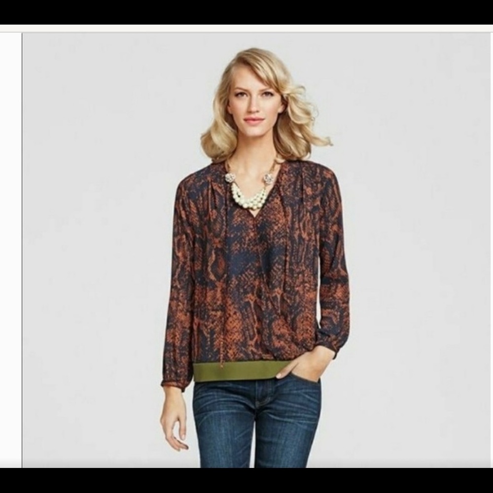 Cabi Border Faux Wrap Blouse